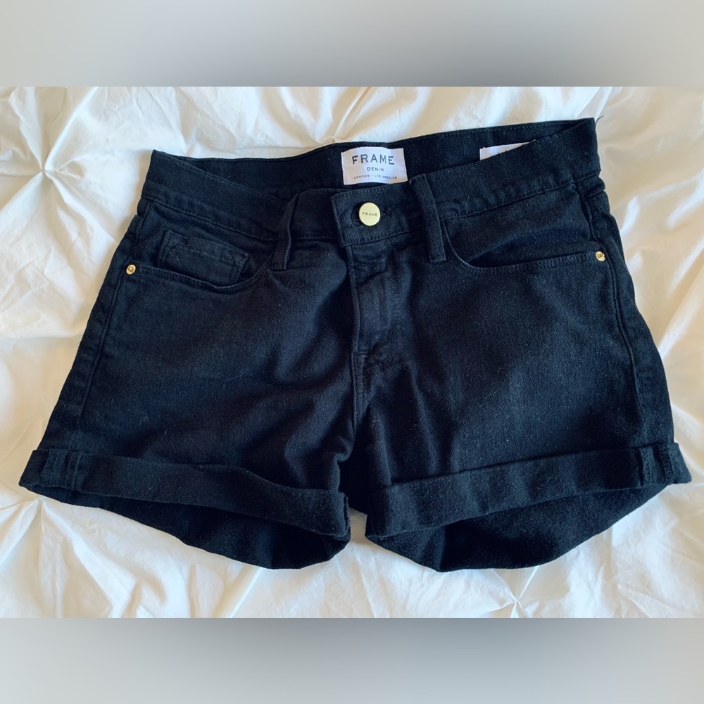 FRAME Denim Le Cutoff Shorts, 24 Black, EUC